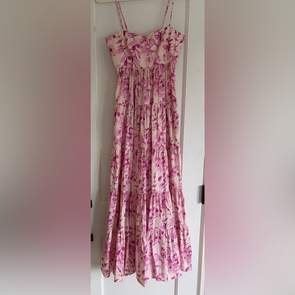 Cinq à Sept Pink Floral Midi Dress